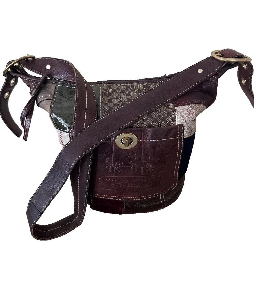VTG Coach Crossbody Bag Bleeker Legacy Patchwork Signature Leather Worn